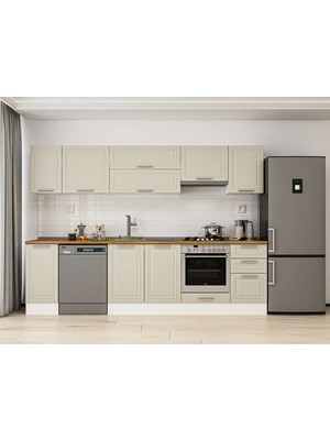 Alvinka 285X210 cm Klasik Mebran Mutfak Dolabı M-E80S40S45-1 Kumtaşı - Suntalam