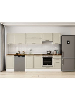 Alvinka 290X210 cm Klasik Mebran Mutfak Dolabı M-E80S45S45-1 Kumtaşı - Mdf