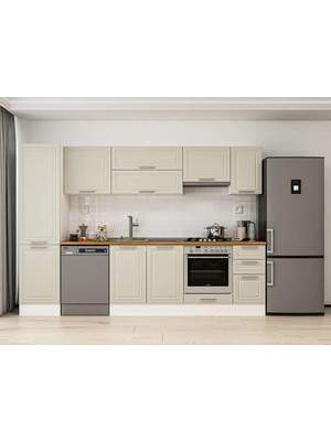 Alvinka 290X210 cm Klasik Mebran Mutfak Dolabı MB-E80B50S40-1 Kumtaşı - Suntalam