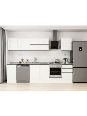 Alvinka 295X210 cm High Gloss Mutfak Dolabı M-E80S45S50-2 Beyaz - Mdf