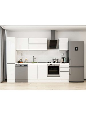 Alvinka 290X210 cm High Gloss Mutfak Dolabı MB-E90B40S40-2 Beyaz - Mdf