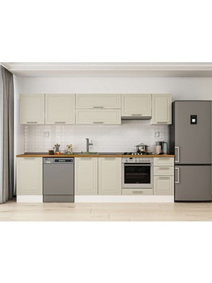 Alvinka 290X210 cm Klasik Mebran Mutfak Dolabı M-E80S50S40-1 Kumtaşı - Suntalam