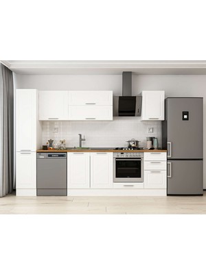 Alvinka 285X210 cm Klasik Mebran Mutfak Dolabı MB-E80B40S45-2 Beyaz - Suntalam