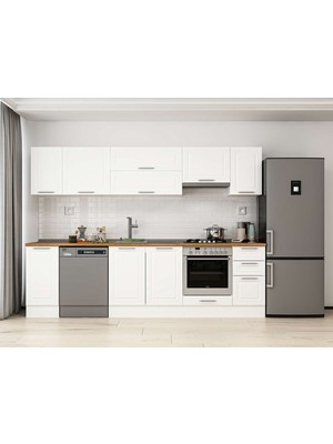 Alvinka 290X210 cm Klasik Mebran Mutfak Dolabı M-E90S40S40-1 Beyaz - Suntalam