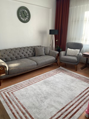 Gülcem Home Gökkuşağı, Melodi Ipeksi Yün Tuşeli Triko Akrilik Oturma Odası ve Salon Halısı