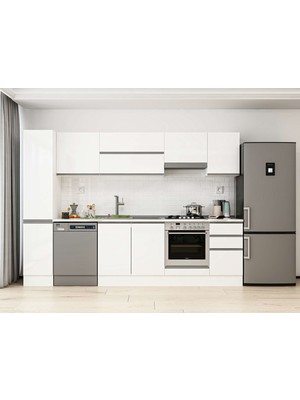 Alvinka 285X210 cm High Gloss Mutfak Dolabı MB-E80B40S45-1 Beyaz - Mdf