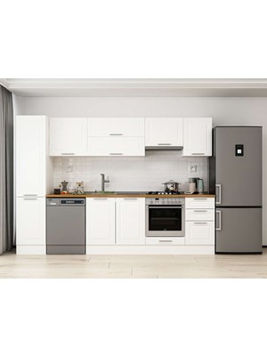 Alvinka 290X210 cm Klasik Mebran Mutfak Dolabı MB-E80B45S45-1 Beyaz - Suntalam