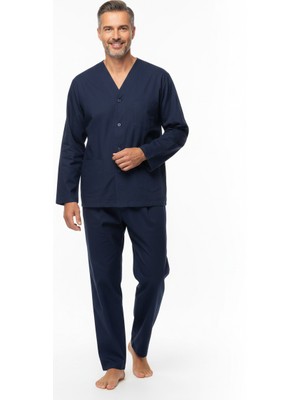 Oppland Erkek Pijama Takımı %100 Pamuk Kumaş Retro Model Cepli Rahat Tam Kalıp