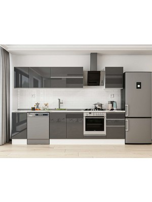 Alvinka 290X210 cm High Gloss Mutfak Dolabı M-E80S40S50-2 Antrasit - Suntalam