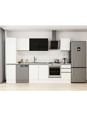 Alvinka 290X210 cm High Gloss Mutfak Dolabı MB-E80B45S45-3 Beyaz - Suntalam