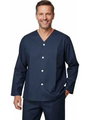 Oppland Erkek Pijama Takımı %100 Pamuk Kumaş Retro Model Cepli Rahat Tam Kalıp