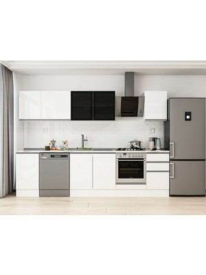 Alvinka 290X210 cm High Gloss Mutfak Dolabı M-E80S45S45-3 Beyaz - Mdf