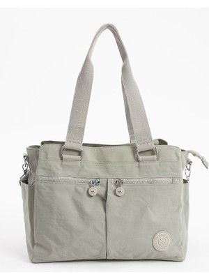 ÖZER-3026-SANMORRIS Kadın Büyük Boy Siyah Renkli Bölmeli Suya Dayanıklı Krinkıl Kumaş Çapraz ve Omuz Askılı Çanta