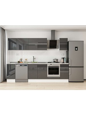 Alvinka 280X210 cm High Gloss Mutfak Dolabı M-E80S40S40-2 Antrasit - Suntalam