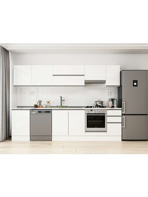 Alvinka 290X210 cm High Gloss Mutfak Dolabı M-E80S50S40-1 Beyaz - Suntalam