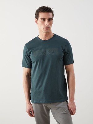 Lc Waikiki Yeni Sezon Bisiklet Yaka Baskılı Penye Erkek Tişört