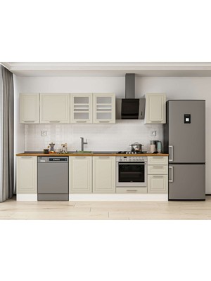 Alvinka 280X210 cm Klasik Mebran Mutfak Dolabı M-E80S40S40-3 Kumtaşı - Suntalam