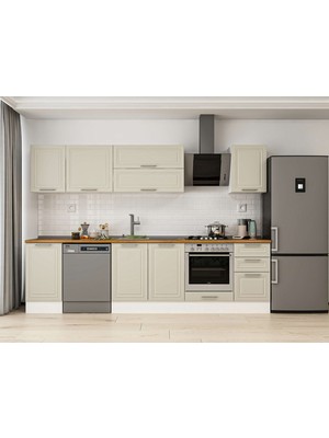 Alvinka 290X210 cm Klasik Mebran Mutfak Dolabı M-E80S45S45-2 Kumtaşı - Mdf