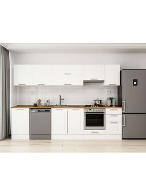 Alvinka 295X210 cm Klasik Mebran Mutfak Dolabı M-E80S50S45-1 Beyaz - Mdf