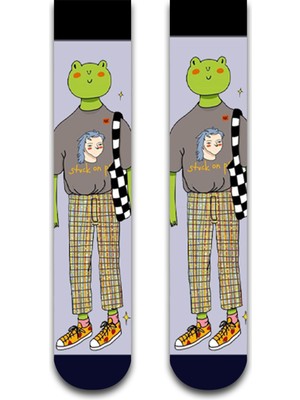 Neşeli Çoraplar Cool Frog Renkli Unisex Çorap