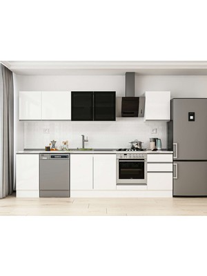 Alvinka 295X210 cm High Gloss Mutfak Dolabı M-E80S45S50-3 Beyaz - Mdf