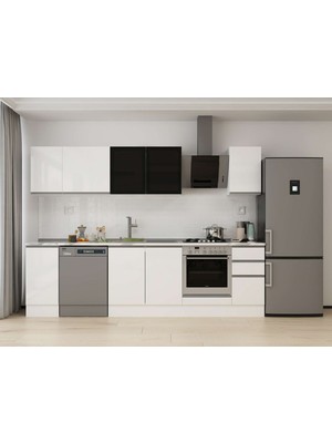 Alvinka 290X210 cm High Gloss Mutfak Dolabı M-E90S40S40-3 Beyaz - Suntalam