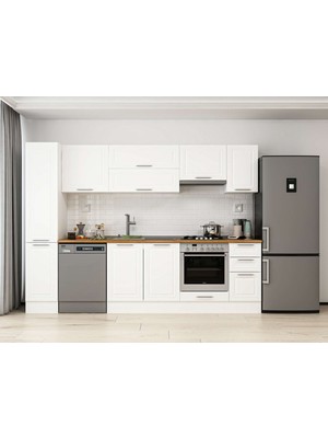 Alvinka 290X210 cm Klasik Mebran Mutfak Dolabı MB-E90B40S40-1 Beyaz - Mdf