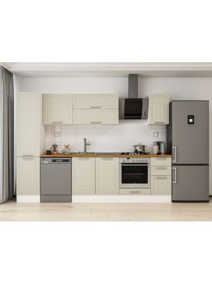 Alvinka 295X210 cm Klasik Mebran Mutfak Dolabı MB-E90B45S40-2 Kumtaşı - Suntalam