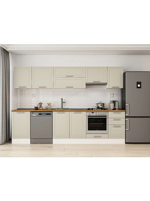 Alvinka 295X210 cm Klasik Mebran Mutfak Dolabı M-E80S50S45-1 Kumtaşı - Suntalam