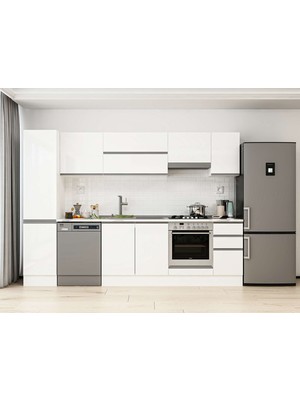 Alvinka 295X210 cm High Gloss Mutfak Dolabı MB-E90B45S40-1 Beyaz - Mdf