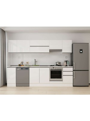 Alvinka 295X210 cm High Gloss Mutfak Dolabı M-E90S40S45-1 Beyaz - Mdf
