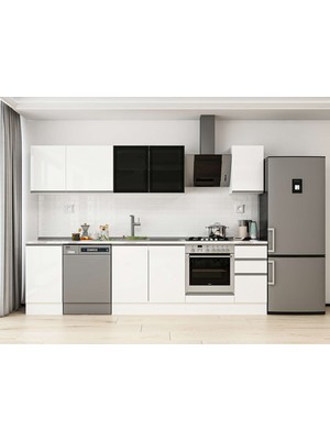 Alvinka 295X210 cm High Gloss Mutfak Dolabı M-E90S45S40-3 Beyaz - Suntalam