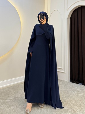 Molly Nelly Kadın Pelerin Detaylı Şık Krep Elbise