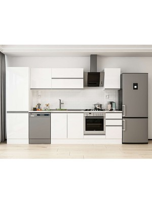 Alvinka 315X210 cm High Gloss Mutfak Dolabı MB-E90B60S45-2 Beyaz - Suntalam