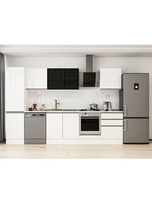 Alvinka 320X210 cm High Gloss Mutfak Dolabı MB-E90B50S60-3 Beyaz - Mdf