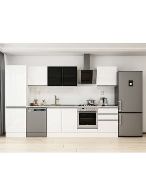 Alvinka 320X210 cm High Gloss Mutfak Dolabı MB-E80B60S60-3 Beyaz - Suntalam