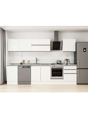 Alvinka 320X210 cm High Gloss Mutfak Dolabı M-E90S50S60-2 Beyaz - Suntalam
