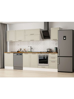 Alvinka 315X210 cm Klasik Mebran Mutfak Dolabı M-E90S60S45-2 Kumtaşı - Suntalam