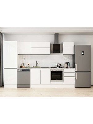 Alvinka 320X210 cm High Gloss Mutfak Dolabı MB-E90B60S50-2 Beyaz - Suntalam