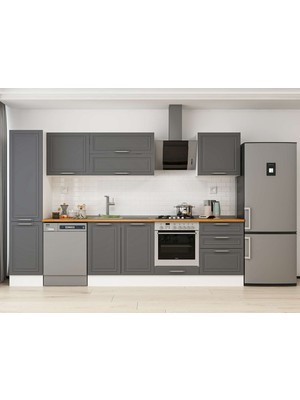 Alvinka 315X210 cm Klasik Mebran Mutfak Dolabı MB-E90B45S60-2 Antrasit - Mdf