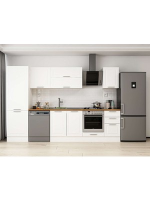 Alvinka 315X210 cm Klasik Mebran Mutfak Dolabı MB-E90B60S45-2 Beyaz - Suntalam