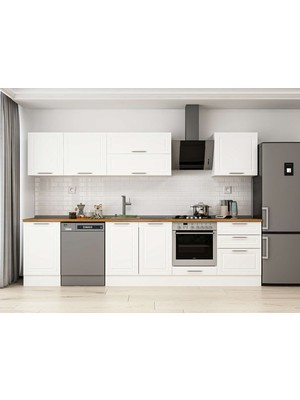 Alvinka 320X210 cm Klasik Mebran Mutfak Dolabı M-E90S50S60-2 Beyaz - Suntalam