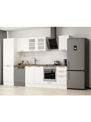 Alvinka 315X210 cm Klasik Mebran Mutfak Dolabı MB-E90B60S45-3 Beyaz - Suntalam