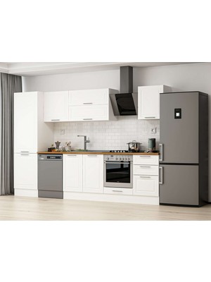 Alvinka 320X210 cm Klasik Mebran Mutfak Dolabı MB-E90B60S50-2 Beyaz - Mdf