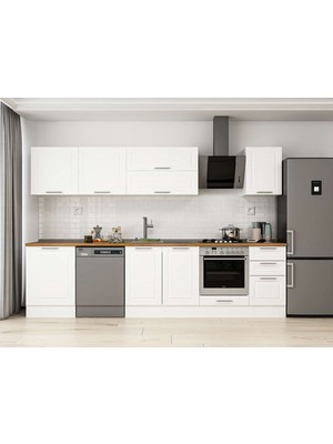 Alvinka 315X210 cm Klasik Mebran Mutfak Dolabı M-E90S60S45-2 Beyaz - Mdf