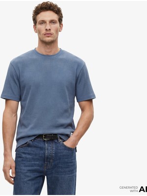 Hugo Boss Cotton Terry Erkek Mavi T-SHIRT.472