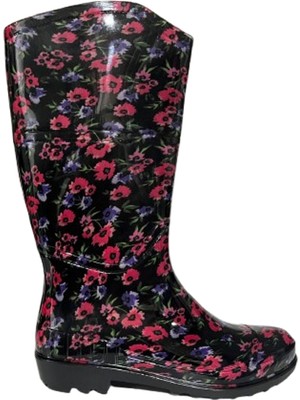 Emek Kadın Mor Desenli 35 cm Uzun Bahçe Yağmur Çizmesi EMK52108