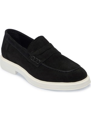 Tergan Siyah Hakiki Süet Deri Erkek Loafer - E25I1AY57239-A01