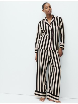 Marks & Spencer Saten Çizgili Pijama Takımı