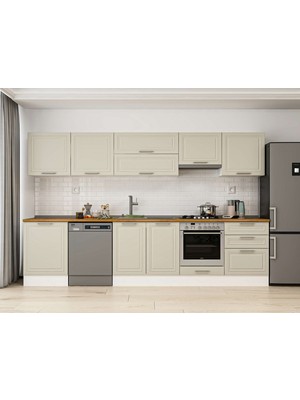 Alvinka 320X210 cm Klasik Mebran Mutfak Dolabı M-E80S60S60-1 Kumtaşı - Suntalam